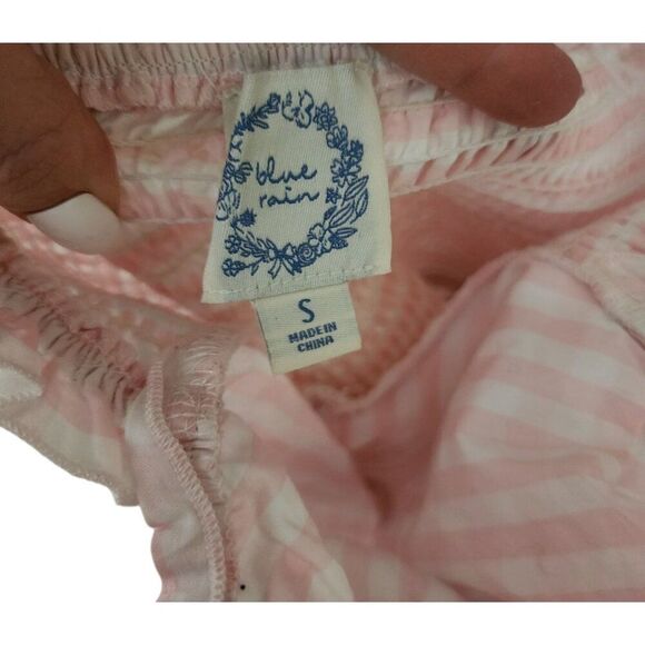 Blue Rain Smocked Mini Dress Womens Size S Pink Check country Barbie - Picture 5 of 7